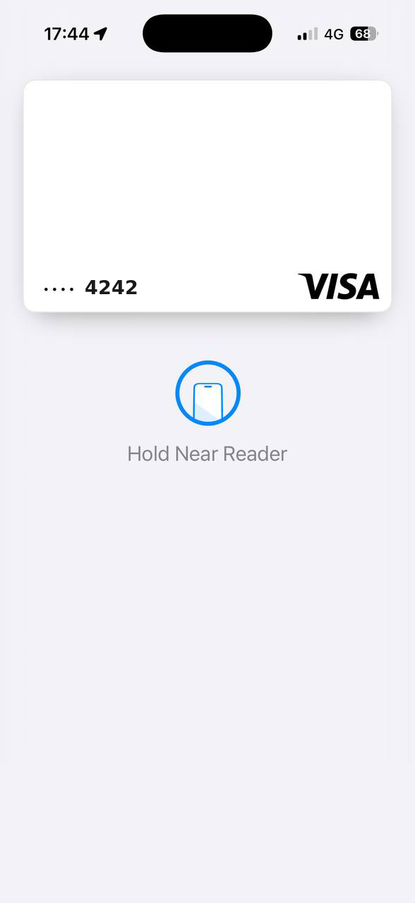 White-label Visa card in Apple Pay — tap to pay, Hold Near Reader